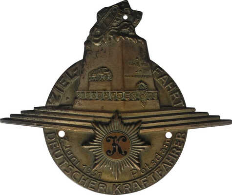 Жетон на радиатор / «Zielfahrt Deutscher
Kraftfahrer 7. Juni 1931 Potsdam»